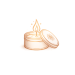 Ícone minimalista de vela aromática em lata mandala da Harmonia Aromática.