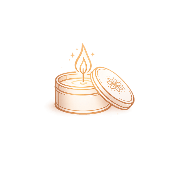 icone vela lata mandala harmonia aromatica Ícone minimalista de vela aromática em lata mandala da Harmonia Aromática.